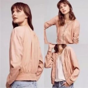 Anthropologie Hei Hei lightweight summer bomber jacket. Peach tan neutral crop
